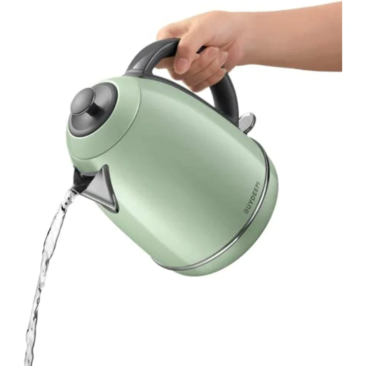 Buydeem K640 Elektrischer Wasserkocher, 1,7 Liter, 2400 Watt, Edelstahl, Farbe Cozy Greenish – Bild 3