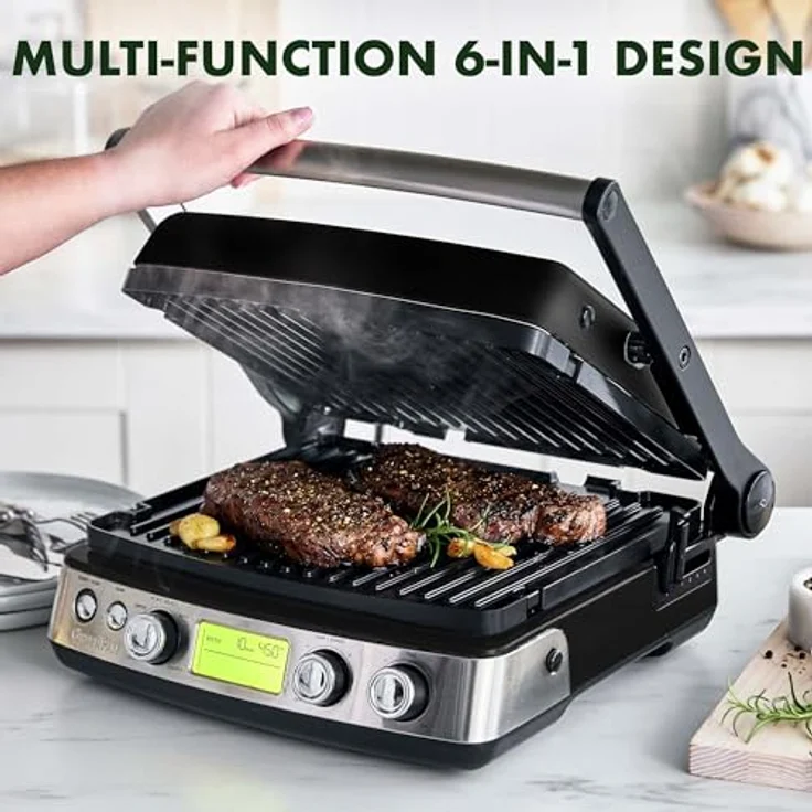 GreenPan Elite 6-in-1 Multifunktions-Kontaktgrill und -Griddle, PFAS-freie Keramische Antihaftbeschichtung, Einstellbare Temperatur, Kompakt, Schwarz – Bild 5