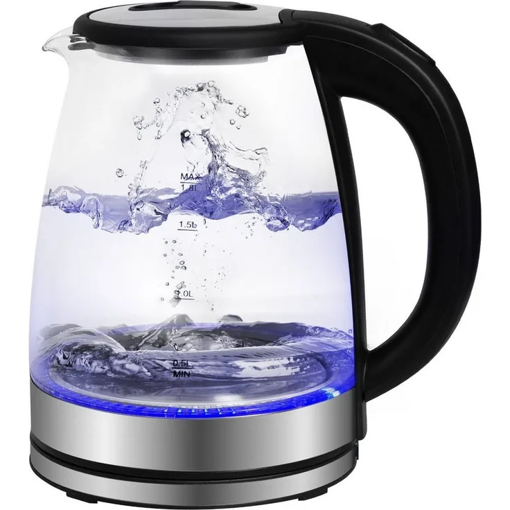 Gotoll Wasserkocher GLSH25, 1500,00 W, Edelstahl+Borosilikat Glas, Elektrischer 1,8 L - BPA-frei, 360° drehbarer Sockel, Wasserstandsanzeige - Preisvergleich
