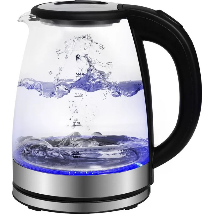Gotoll Wasserkocher GLSH25, 1500,00 W, Edelstahl+Borosilikat Glas, Elektrischer 1,8 L - BPA-frei, 360° drehbarer Sockel, Wasserstandsanzeige - Preisvergleich