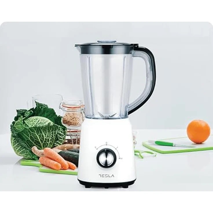 Tesla BL201W, Standmixer, 1,5 l mit Edelstahlklingen, zwei Geschwindigkeitsstufen und Pulsfunktion, Weiß – Bild 2