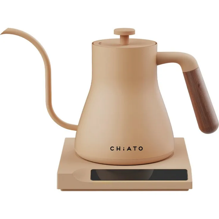 CHiATO flowPLAY Wasserkocher, 360° drehbar mit präzisem Schwanenhals-Ausguss und Touch-Display, 0,6 Liter, Temperatur einstellbar von 40 bis 100 °C, Schwarz