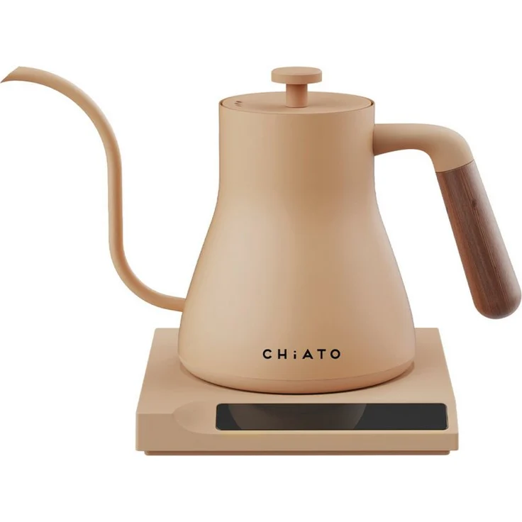 CHiATO flowPLAY Wasserkocher, 360° drehbar mit präzisem Schwanenhals-Ausguss und Touch-Display, 0,6 Liter, Temperatur einstellbar von 40 bis 100 °C, Schwarz