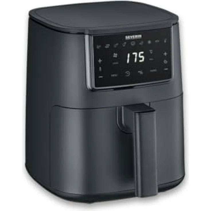 SEVERIN Heißluftfritteuse Black Line „Single“ FR 2461, gesunde Heißluft-Technologie mit 8 Automatik-Programmen und Shake Reminder, Schwarz – Bild 3