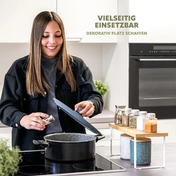 bremermann Küchenregal, Gewürzregal aus Bambus, freistehend, 36 cm breit, Weiß – Bild 2