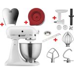 KitchenAid Küchenmaschine 5K45SSEWH Classic Sparset, 275 W, 4.3 l Schüssel mit Frischhaltedeckel und Einfüllhilfe, weiß