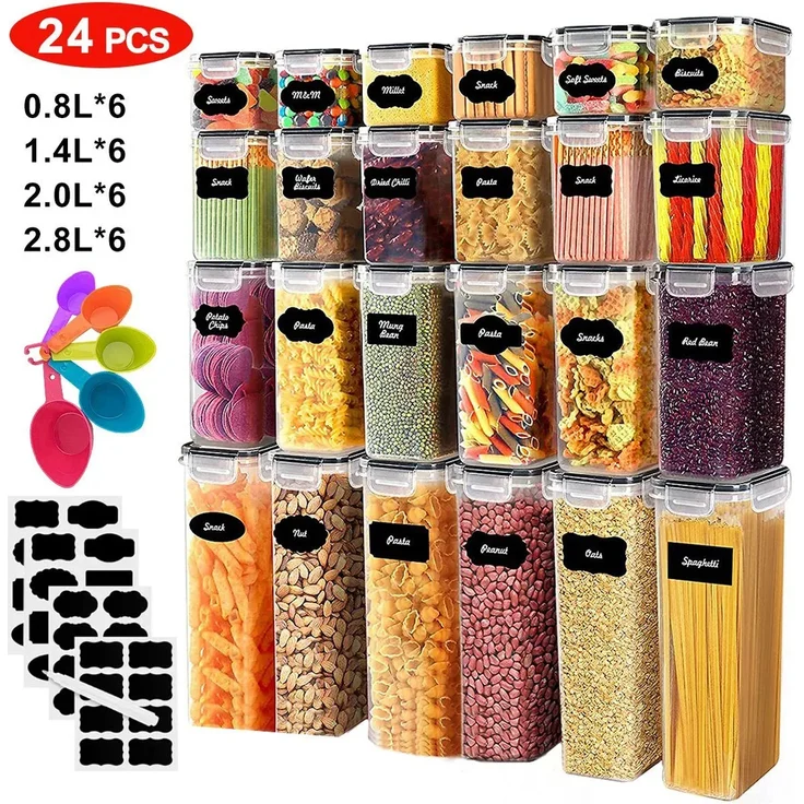 Dopwii 24-teiliges Aufbewahrungsbehälter-Set, Aufbewahrungsboxen mit Deckel, Schüttgutbehälter und Lebensmittelbehälter, große Aufbewahrungsbehälter für die