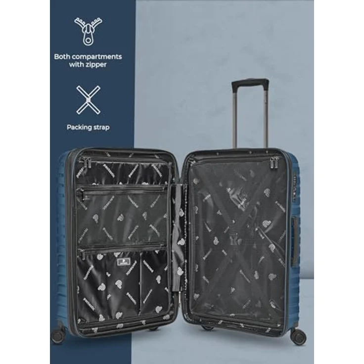 Pactastic Collection 04 THE MEDIUM, 4 Rollen Trolley M 66 cm mit Dehnfalte, blau-metallic, 100% Polypropylen – Bild 2