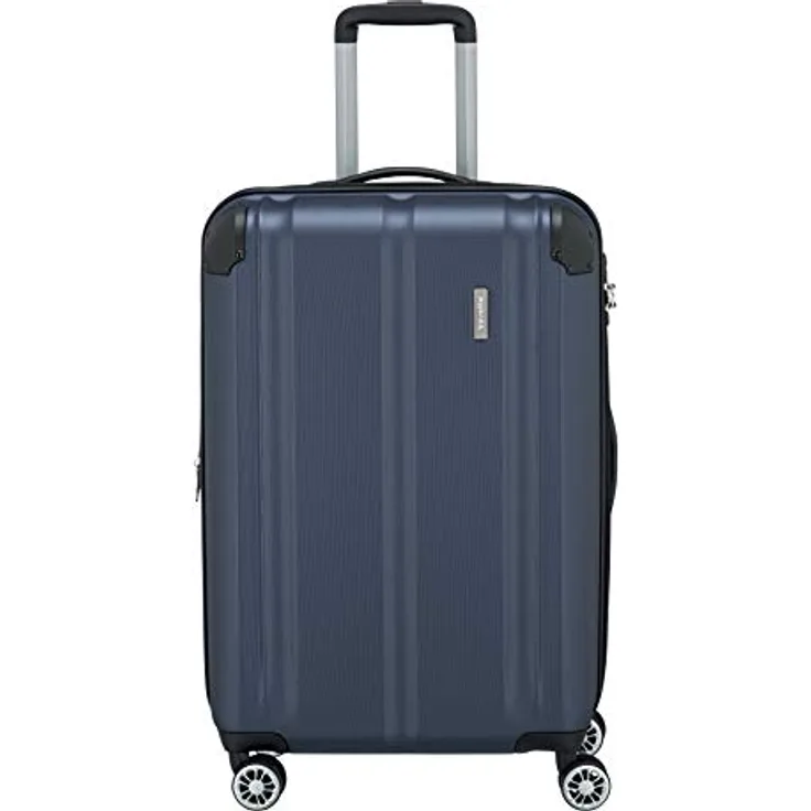 travelite 4-Rad Koffer M mit TSA Schloss + Dehnfalte, Gepäck Serie CITY: Robuster Hartschalen Trolley mit kratzfester Oberfläche, 68 cm, 78 Liter (erweiterbar auf 86 L)