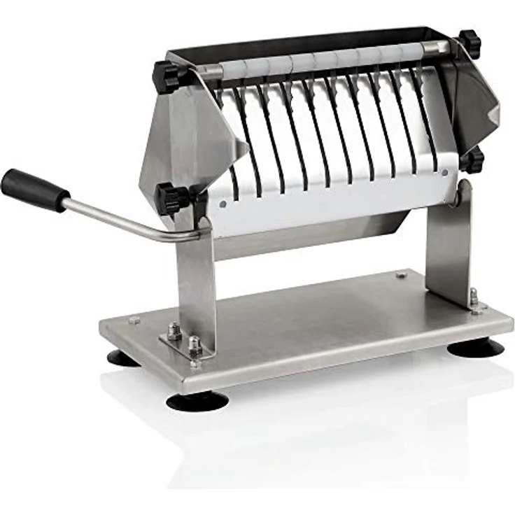 Zelsius Edelstahl Currywurstschneider für 18 mm Scheiben | 10 extra scharfe Messer mit Wellenschliff | Bratwurstschneider manuell für Imbiss, Gastro | Hand Curry Wurst Schneider, Wurstschneider – Bild 2