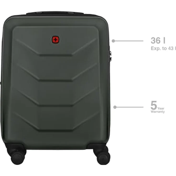 WENGER Prymo Carry-On Hartschalenkoffer, 36 (43) l, Trolley mit Erweiterung, Sicherheitsschloss, Anthrazit – Bild 2