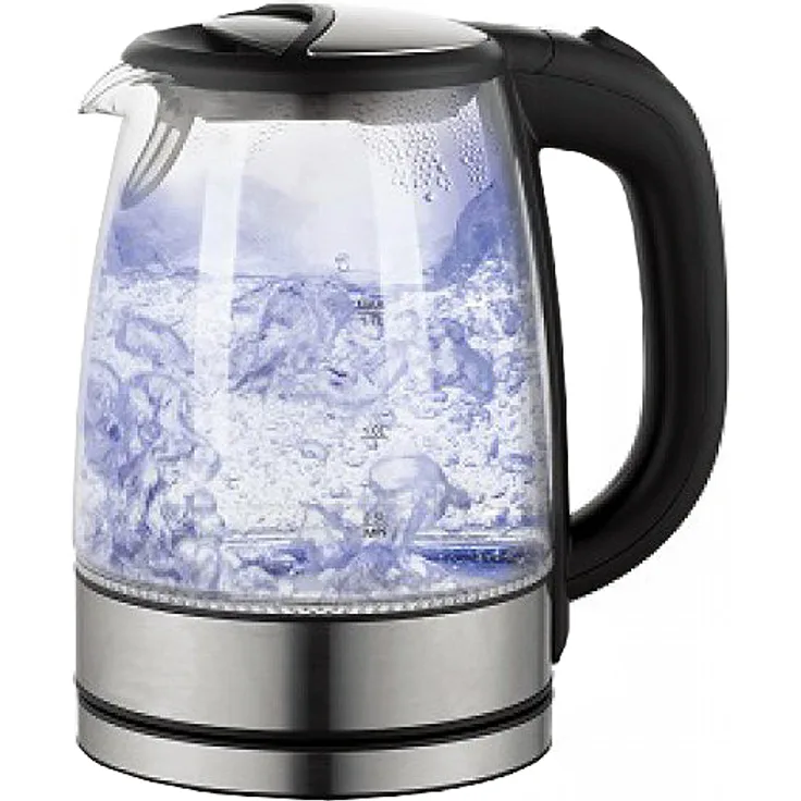 Deski Glas-Wasserkocher, 2200W, 1,7L, LED-Beleuchtung, 360° drehbar