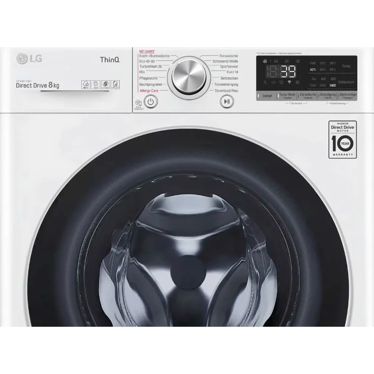 LG V7W800A, Frontlader-Waschmaschine, A, Fassungsvermögen 8 kg, Standgerät, Breite 60 cm, Invertermotor, Dampffunktion – Bild 4
