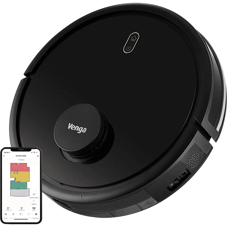 Venga! Saugroboter mit Wischfunktion Alexa Google Assistant kompatible App Laser-Navigation – Bild 1