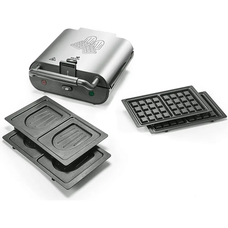 Senya Silver an Waffeleisen, 2-in-1 Duo Waffles Set, mit 2 austauschbaren Platten