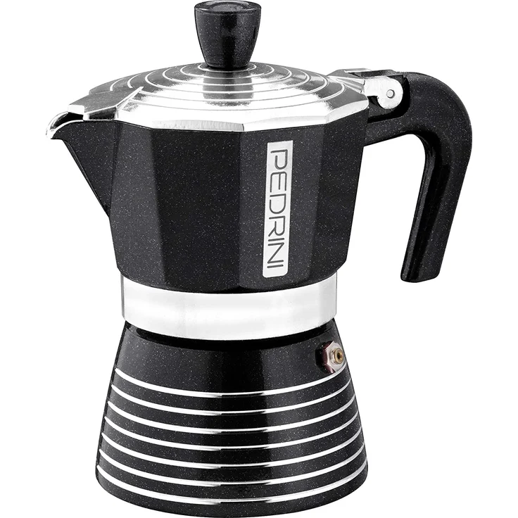 Pedrini Rock Espressokocher Aluminium Anthrazit Metallic 2 Tassen Klassischer Espressokocher für die Herdplatte – Bild 1