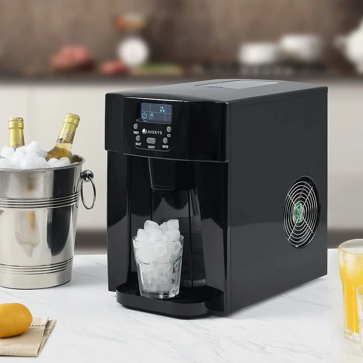 Juskys PIM200L Eiswürfelmaschine, 2in1 Spender & Timer, bis 12kg/Tag, Eiswürfel in 6 - 10 Minuten, 2 Größen, 2L Tank, schwarz – Bild 3