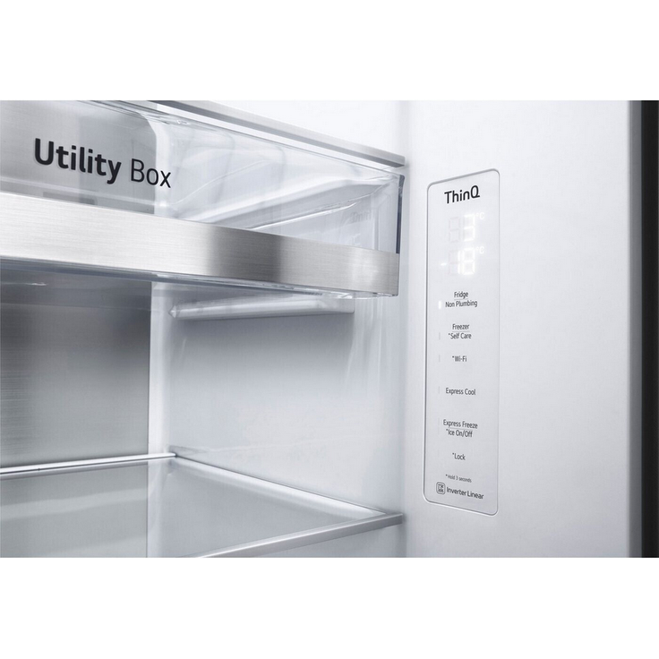 LG GSXV91MCAE Side-by-Side-Kühlschrank, freistehend, schwarz, NoFrost, Wasserspender, Wassertank, LED, Urlaubsschaltung, Breite 91.3 cm – Bild 8