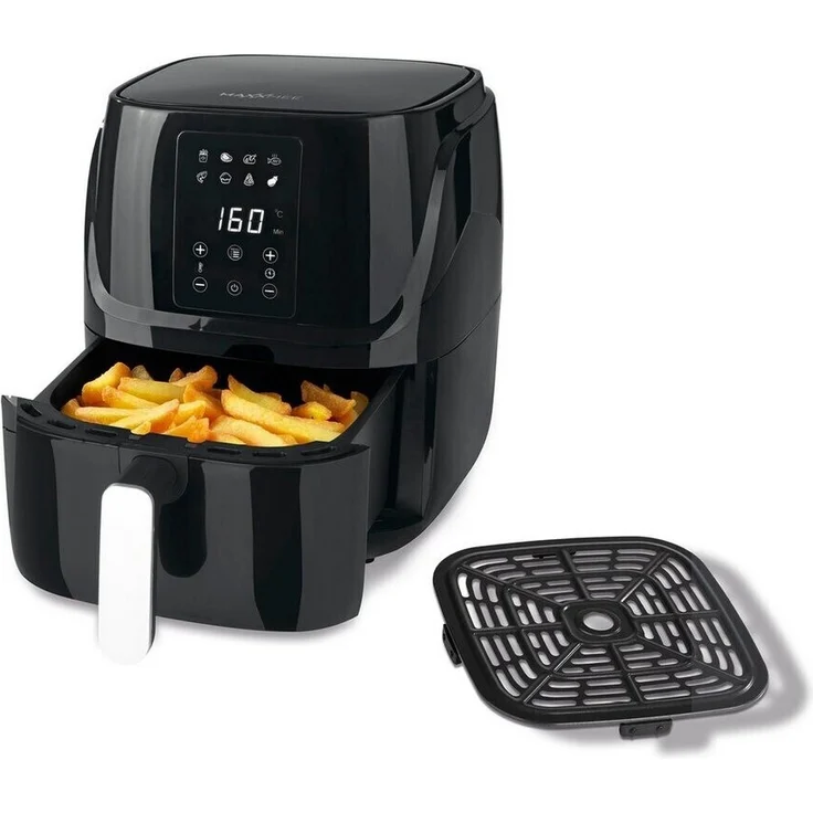 MAXXMEE Heißluft-Fritteuse Digital, 3 Liter Fassungsvermögen, 1300 Watt, ohne Fett, 8 Automatik-Programme, Thermostat, Warmhalten, schwarz – Bild 1