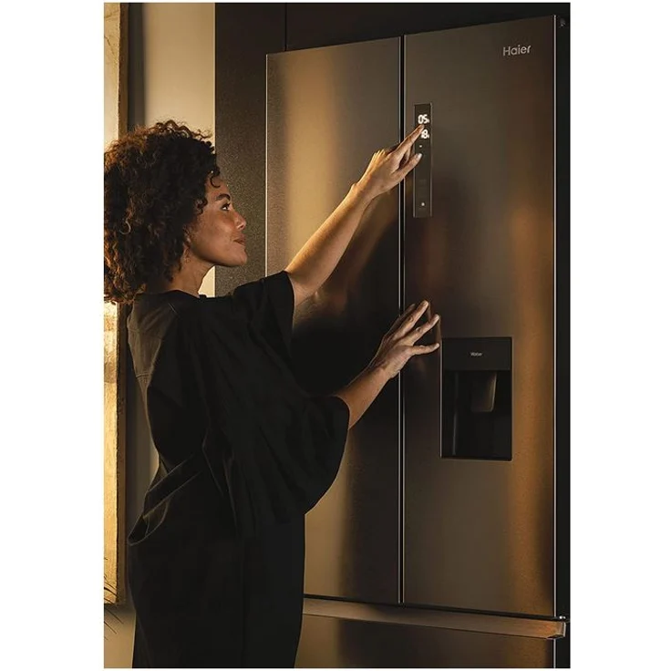 Haier HFW7720EWMP French-Door-Kühlschrank, freistehend, edelstahl, NoFrost, Wasserspender, LED, Breite 70 cm, Energieklasse E – Bild 6