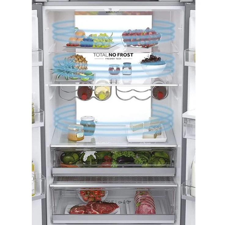 Haier HFW7720EWMP French-Door-Kühlschrank, freistehend, edelstahl, NoFrost, Wasserspender, LED, Breite 70 cm, Energieklasse E – Bild 3