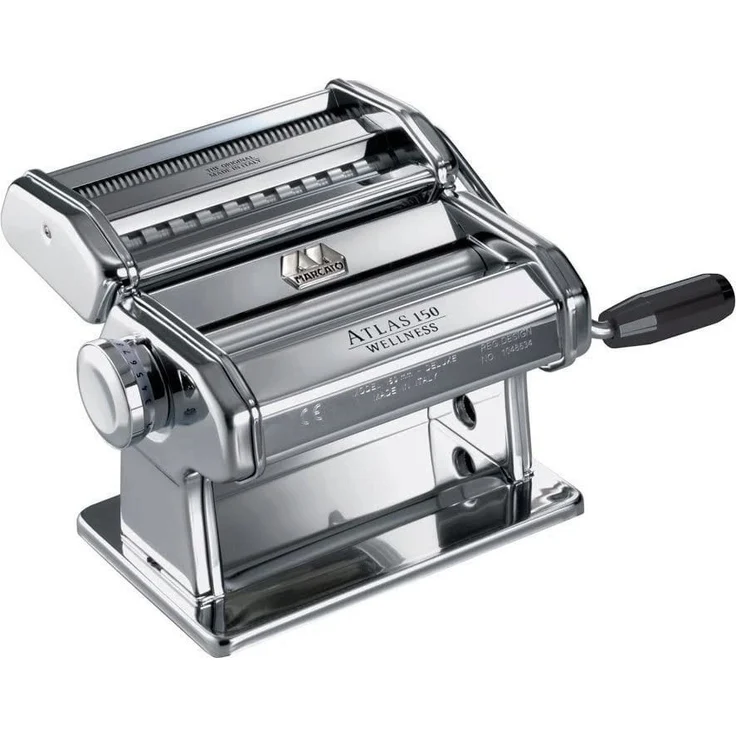 Marcato Atlas 150 AT-150-DES Pastamaschine, mit Kurbel, für verschiedene Pastavariationen, silber – Bild 1