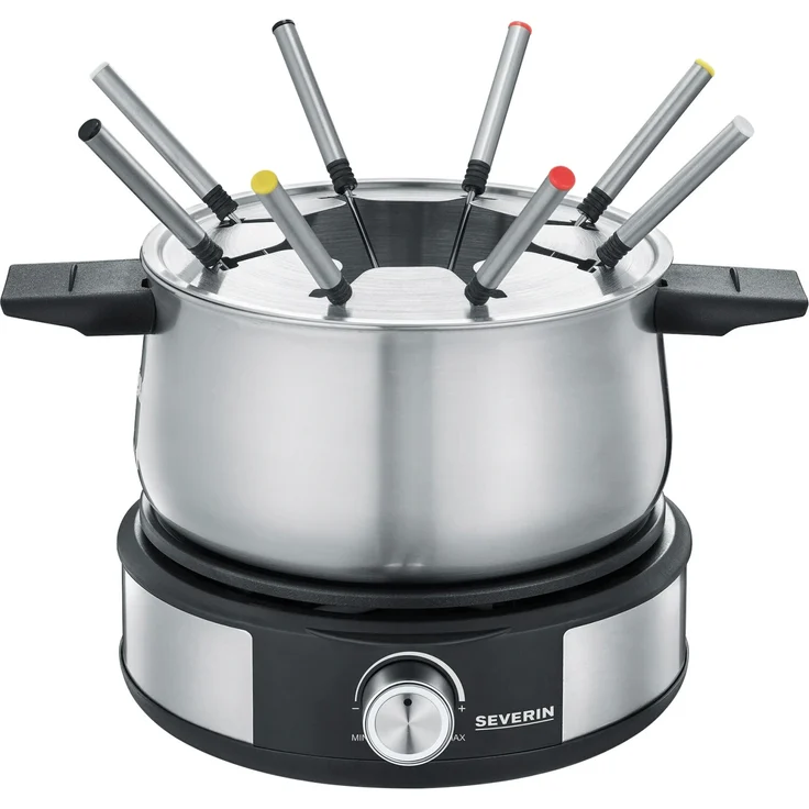 Severin FO 2471 Fondue-Crêpes-Kombination, 1500W, für 8 Personen, elektrisch, edelstahl-schwarz – Bild 1