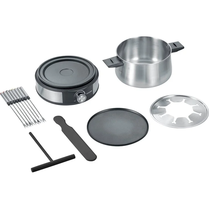 Severin FO 2471 Fondue-Crêpes-Kombination, 1500W, für 8 Personen, elektrisch, edelstahl-schwarz – Bild 8