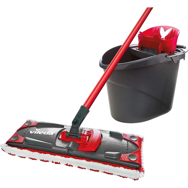Vileda UltraMat 2in1 Komplett-Set Flachwischer und Microfaser- Wischbezug Bodenwische – Bild 1