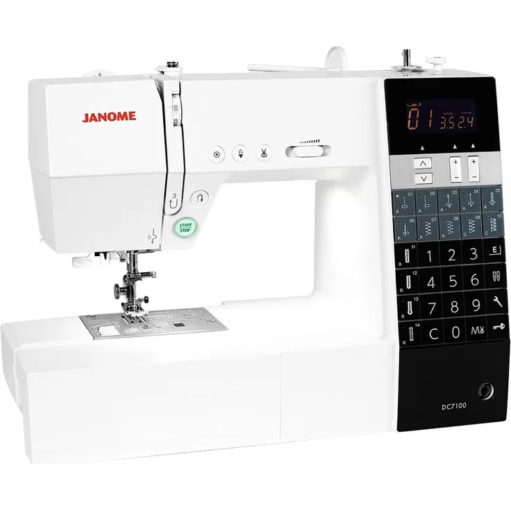 Janome DC7100  inkl. großem Anschiebetisch Computer-Nähmaschine, weiß