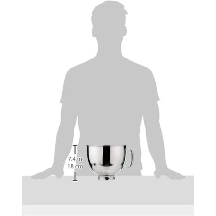 KitchenAid K5THSBP Edelstahlschüssel, poliert, 4,8 l Fassungsvermögen, mit Handgriff, für KitchenAid 4,3 L und 4,8 L Küchenmaschinen mit kippbarem Motorkopf, edelstahl – Bild 2
