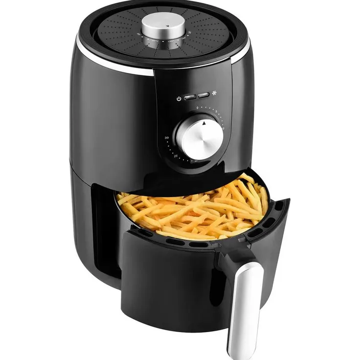Kalorik TKG FTL1500 B Heißluftfritteuse, ohne Fett, 1000 Watt, 2 Liter Fassungsvermögen, schwarz, Kunststoff