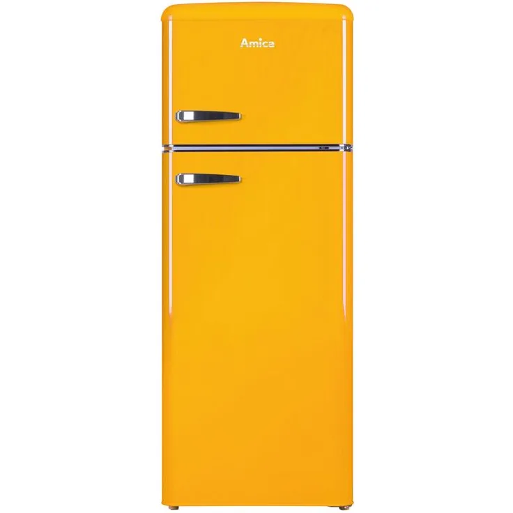 Amica KGC 15633 Y Kühl-Gefrierkombination, freistehend, gelb, LED, Abtauautomatik, Lagerzeit bei Störung 12 h, Breite 55 cm