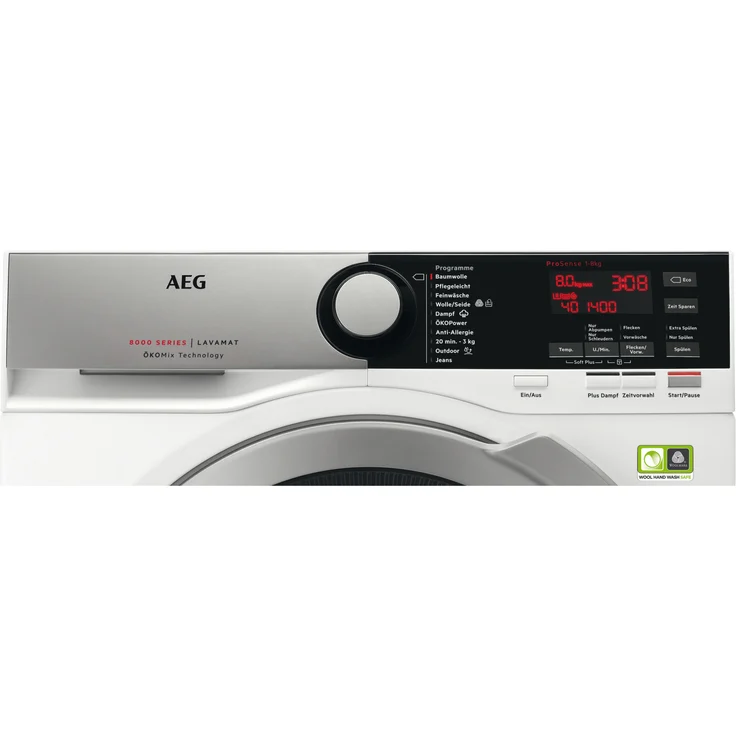 AEG Serie 8000 LAVAMAT L8FE74485, Frontlader-Waschmaschine, B, Fassungsvermögen 8 kg, Standgerät, Breite 60 cm, Startzeitvorwahl, Restlaufzeitanzeige – Bild 2