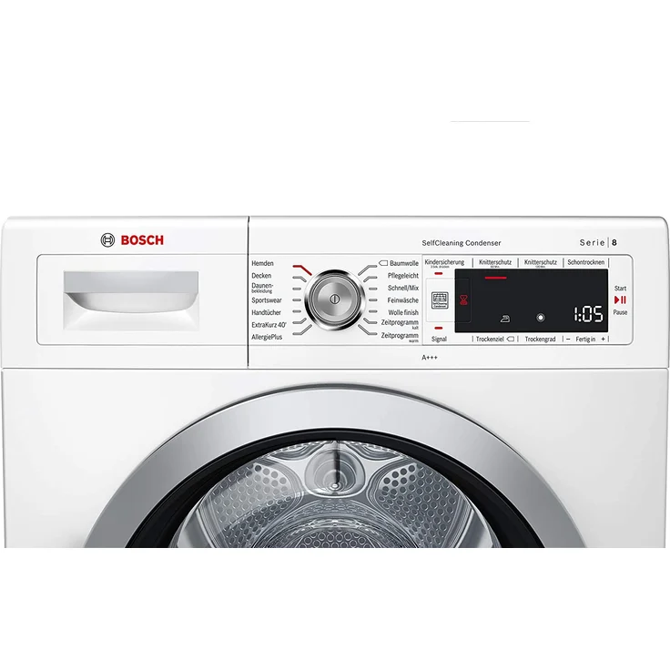 Bosch WTW875W0 Serie 8, Wärmepumpentrockner, A+++, Fassungsvermögen 8 kg, Standgerät, Breite 59,8 cm, Kindersicherung, Trommelinnenbeleuchtung – Bild 3