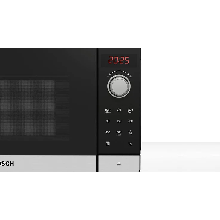 Bosch FFL023MS2 Mikrowelle, Standgerät, 800 Watt, 20 Liter Garrau, mit Auftaufunktion, Display, Drehteller, Sichtfenster, grau, schwarz, lackiert – Bild 5
