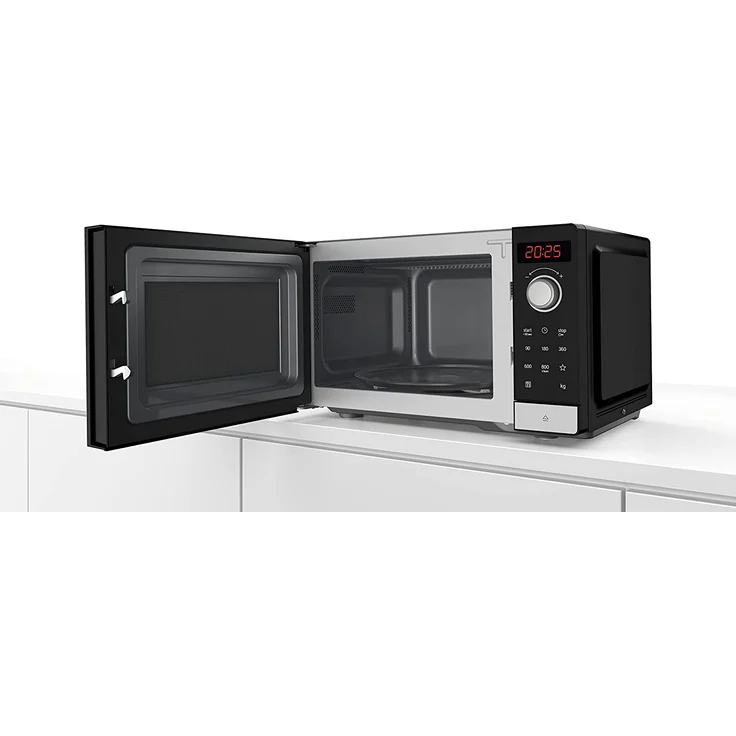 Bosch FFL023MS2 Mikrowelle, Standgerät, 800 Watt, 20 Liter Garrau, mit Auftaufunktion, Display, Drehteller, Sichtfenster, grau, schwarz, lackiert – Bild 3