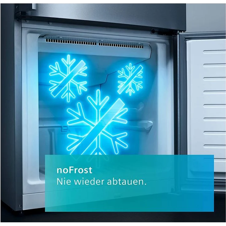 Siemens KF96NVPEA iQ300 Side-by-Side-Kühlschrank, freistehend, silber, NoFrost, 0-Grad-Zone, Schnellgefrieren und -kühlen, Breite 91 cm – Bild 6