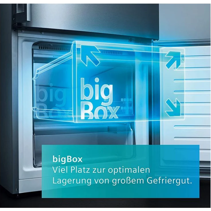Siemens KF96NVPEA iQ300 Side-by-Side-Kühlschrank, freistehend, silber, NoFrost, 0-Grad-Zone, Schnellgefrieren und -kühlen, Breite 91 cm – Bild 9