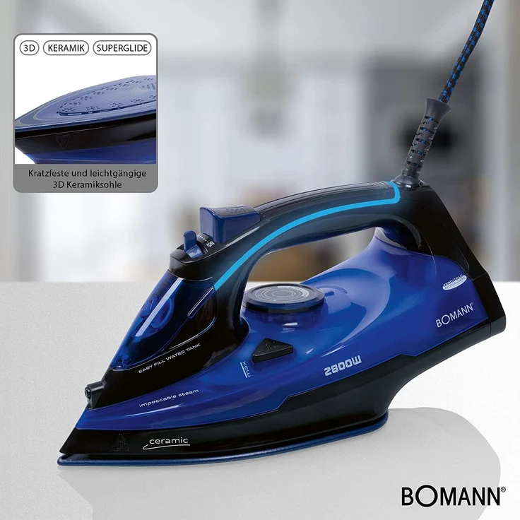 Bomann DB 6038 CB Dampfbügeleise, 2800 W, Superglide, schwarz-blau – Bild 7