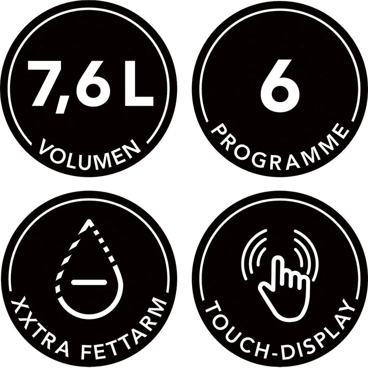 MAXXMEE 02767 Heißluftfritteuse Doppelkorb 7,6 Liter, ohne Fett, 2x 3,8 Liter Fassungsvermögen, 2400 Watt, 6 Programme, schwarz – Bild 14