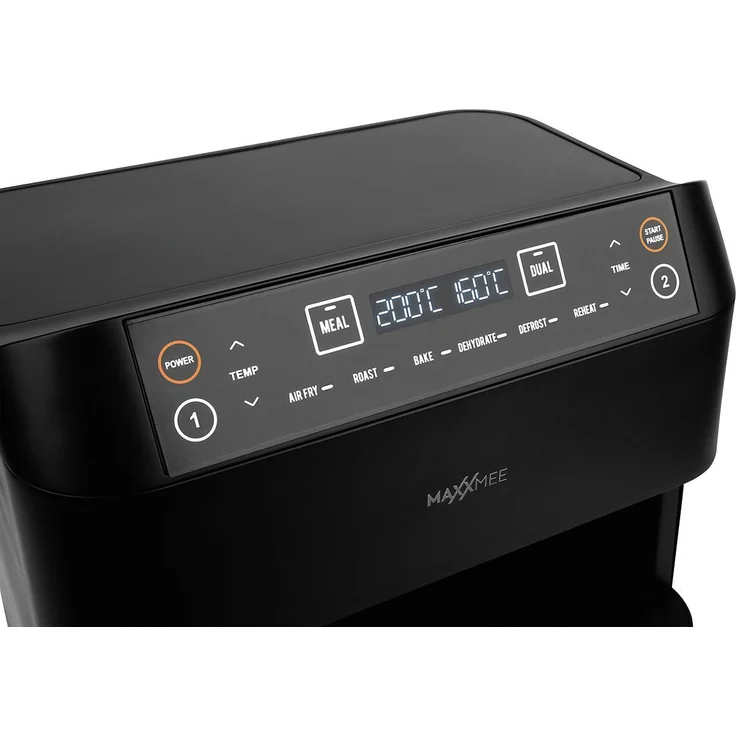 MAXXMEE 02767 Heißluftfritteuse Doppelkorb 7,6 Liter, ohne Fett, 2x 3,8 Liter Fassungsvermögen, 2400 Watt, 6 Programme, schwarz – Bild 5