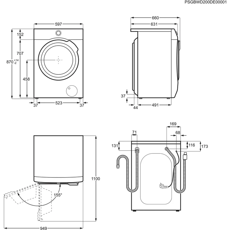 AEG Serie 9000 L9WEF80690, Waschtrockner, Energieeffizienzklasse C, Standgerät, Breite 59,7 cm, Geräuschemissionsklasse B – Bild 4