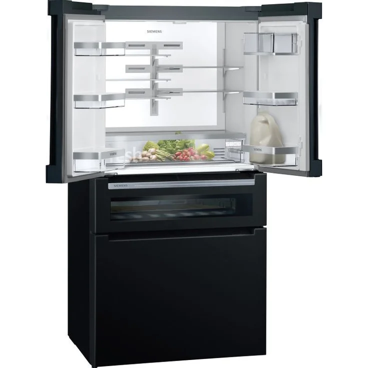 Siemens KF96RSBEA French-Door-Kühlschrank, freistehend, schwarz, NoFrost, Schnellkühlen und -gefrieren, 0-Grad-Kühlzone, Wassertank, Breite 91 cm – Bild 2
