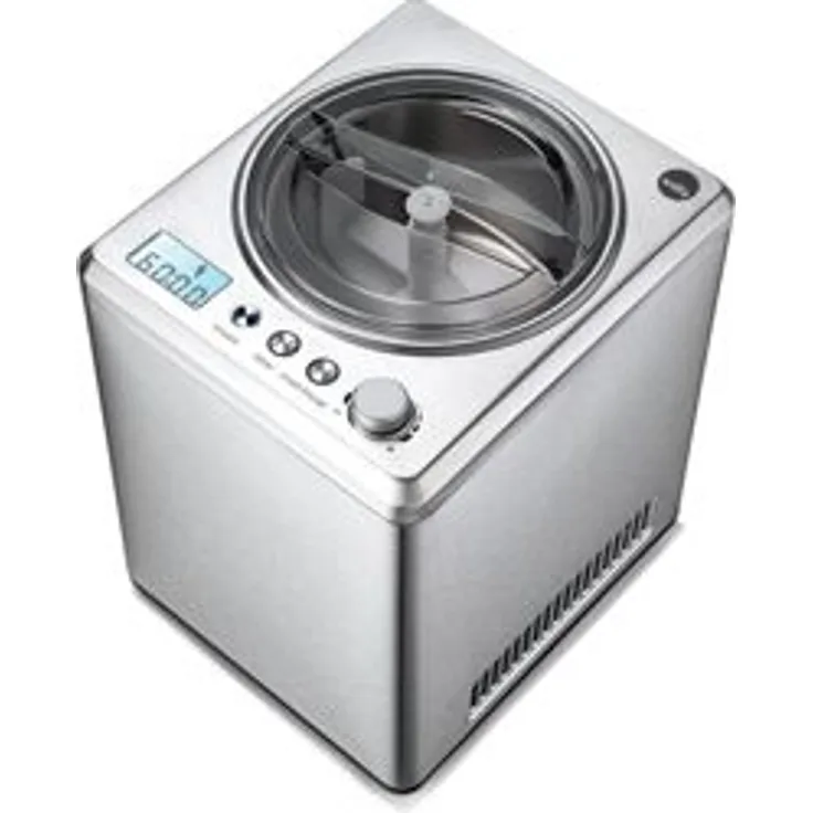 WILFA VANILLA ICM1S-250 Eismaschine mit Kompressor, 250W, Sorbet und Frozen Yoghurt, 2,5 Liter Fassungsvermögen, LCD-Display, Timer, Kühlhaltefunktion, silber