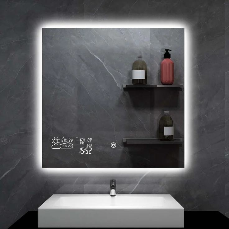 Heidenfeld Infrarot Spiegelheizung Infrarotheizung Wetteranzeige Wifi LED Licht (200 Watt),  – Bild 1