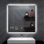 Heidenfeld Infrarot Spiegelheizung Infrarotheizung Wetteranzeige Wifi LED Licht (200 Watt), 