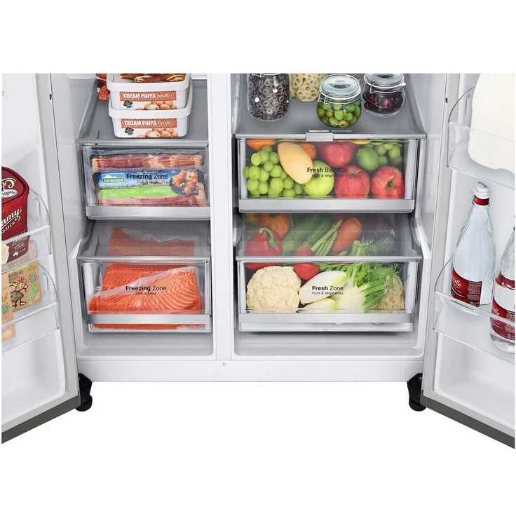 LG GSXV90BSDE Side-by-Side-Kühlschrank, freistehend, silber, NoFrost, Wasserspender, Festwasseranschluss, Schnellgefrieren, Fresh Zone, Door-in-Door, IceMaker, Breite 91.3 cm – Bild 9