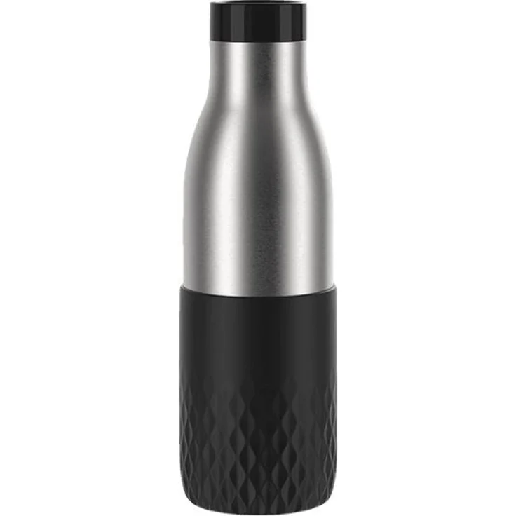 emsa Trinkflasche BLUDROP SLEEVE, 0,5 Liter, schwarz spülmaschinenfest, Edelstahl mit Silikonmanschette, - 1 Stück (N3110500) – Bild 1