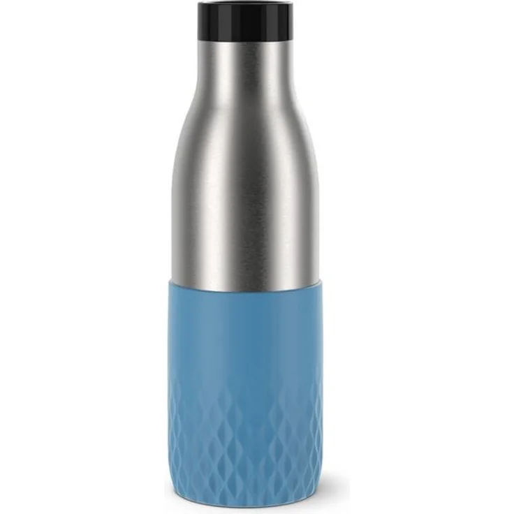 emsa Trinkflasche BLUDROP SLEEVE, 0,5 Liter, aqua spülmaschinenfest, Edelstahl mit Silikonmanschette, - 1 Stück (N3110700) – Bild 1